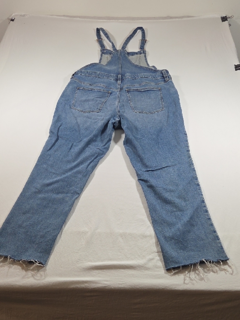 Universal Thread Washed Denim Women’s 12 Overalls Frayed  Hem Distressed Boho - Picture 6 of 15